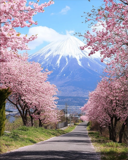 N1168ハッピーバレンタインと春桜　大サイズ　水彩画 N1168ハッピーバレンタインと春桜 大サイズ 水彩画