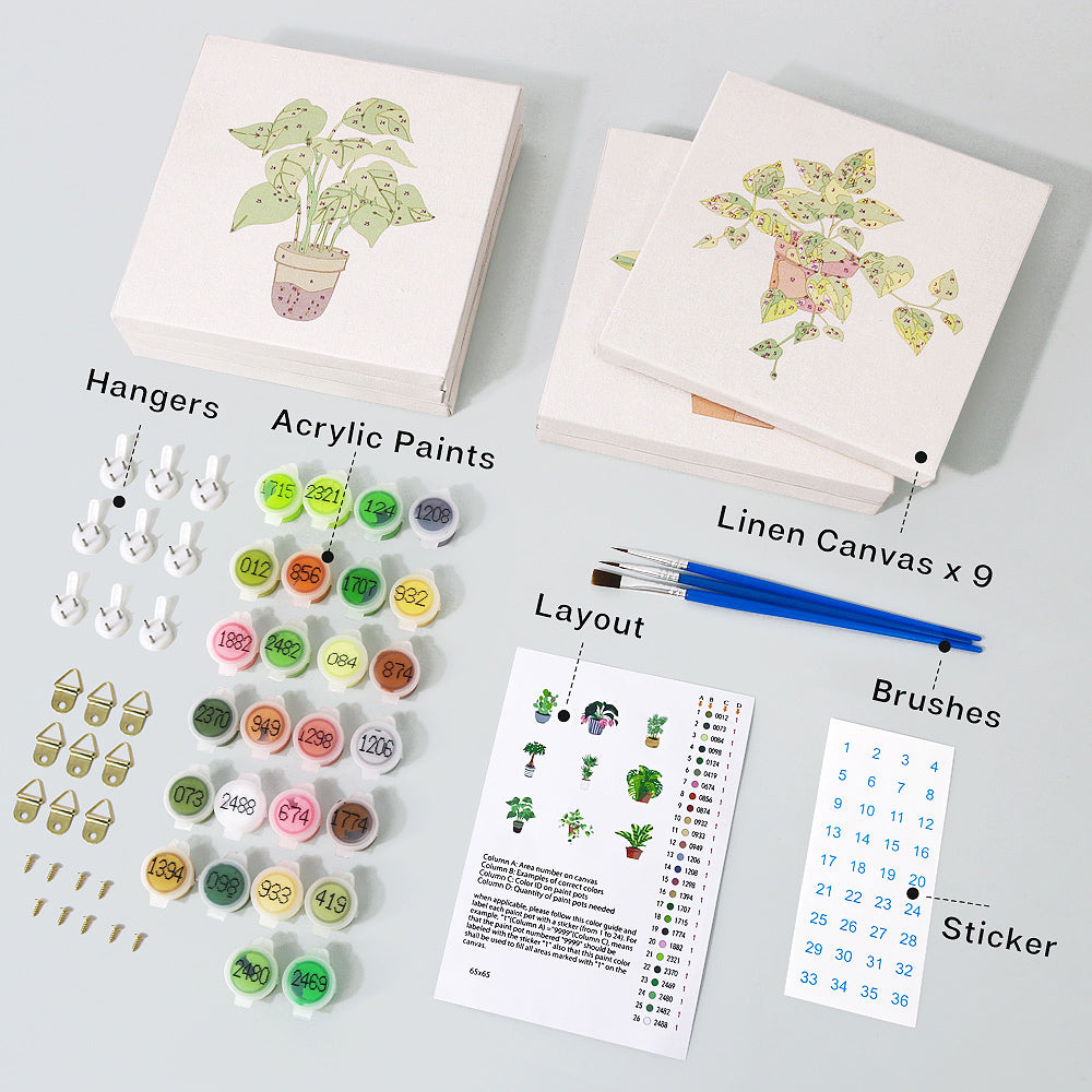 緑の植物 - 数字塗り絵ミニアート