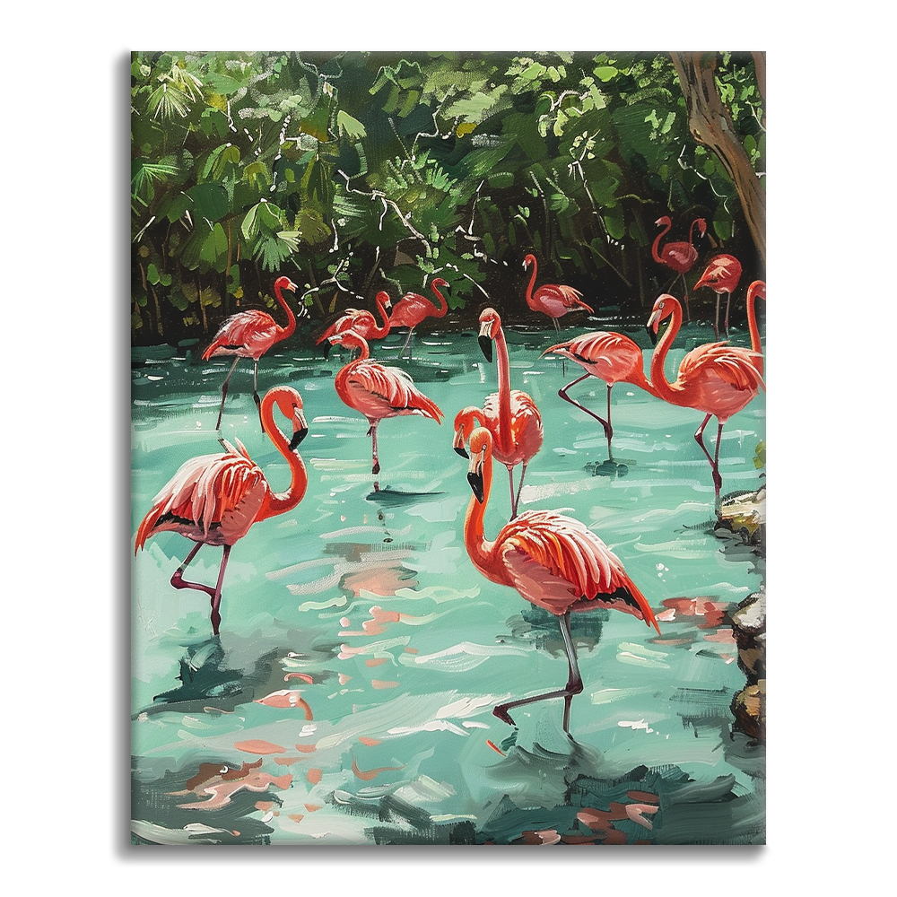 油彩画 フラミンゴ 油彩画 フラミンゴ Vintage original oil painting