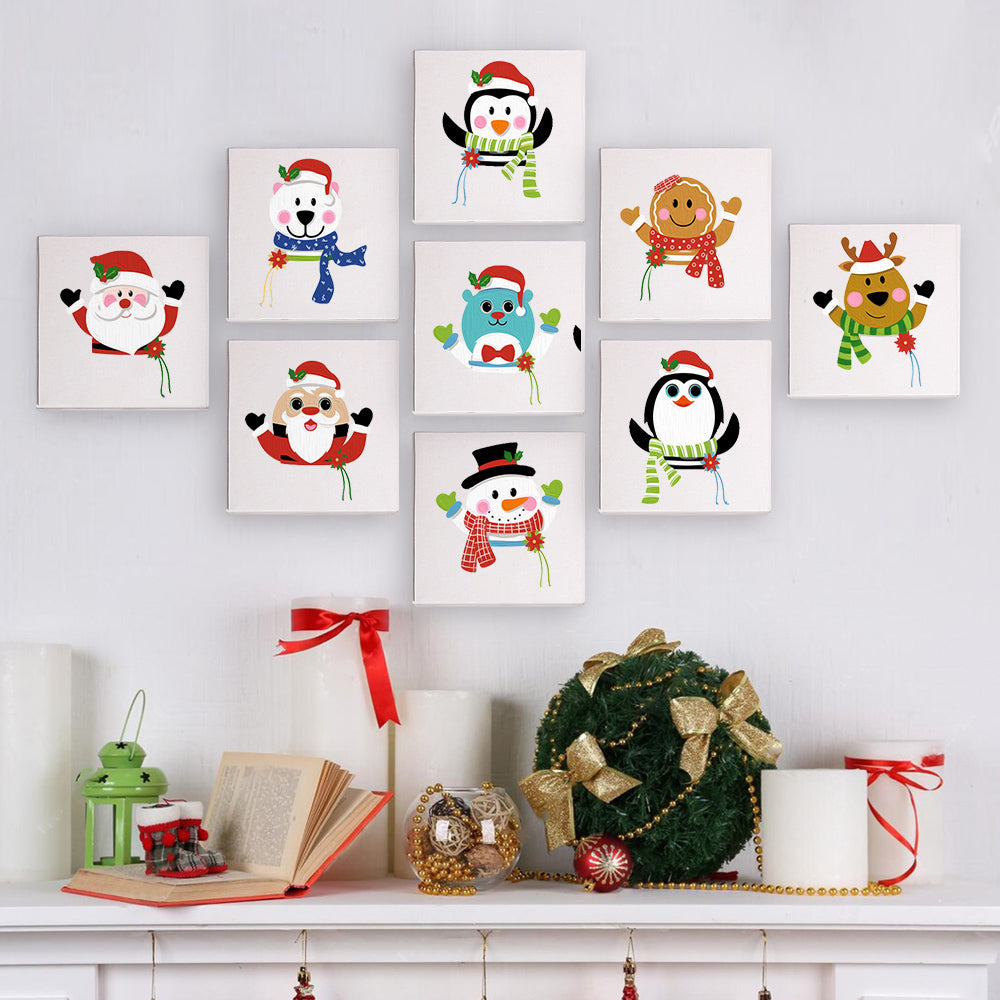 クリスマスの動物たち - 数字塗り絵ミニアート