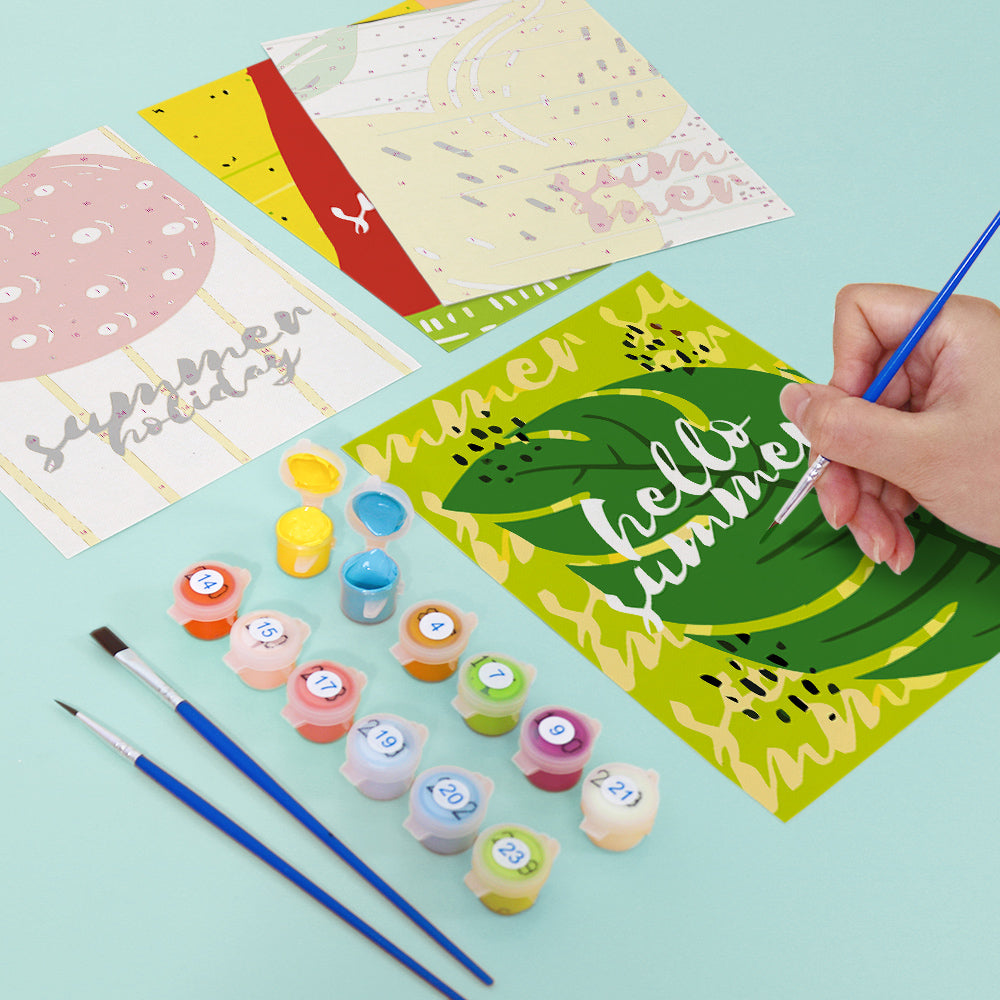 夏のフルーツ - 数字塗り絵ミニアート