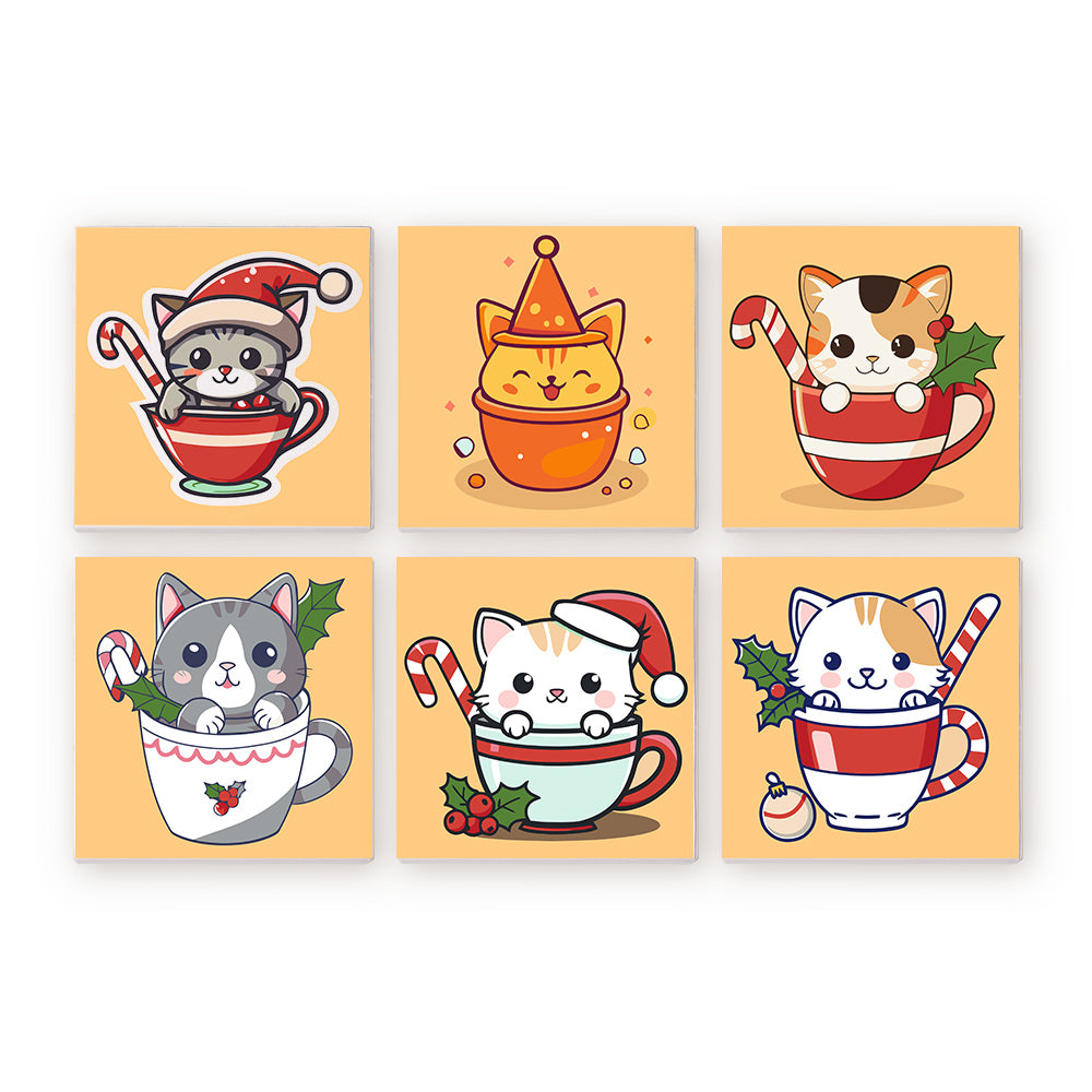 ティーカップの子猫 - 数字塗り絵ミニアート