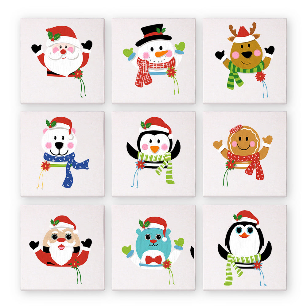クリスマスの動物たち - 数字塗り絵ミニアート