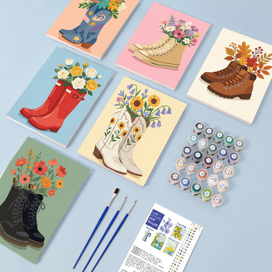 靴の中の花 - 数字塗り絵ミニアート