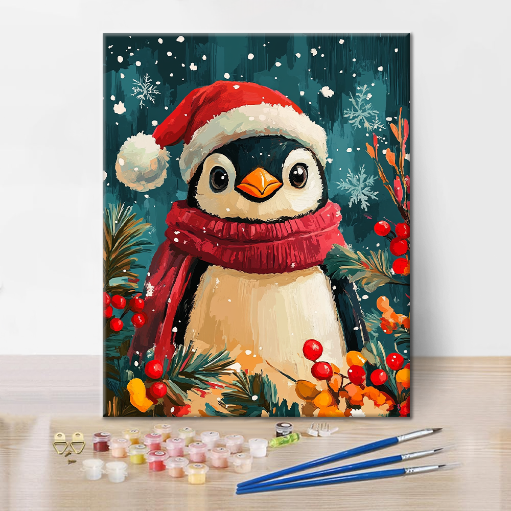 クリスマスペンギン - 数字で塗り絵