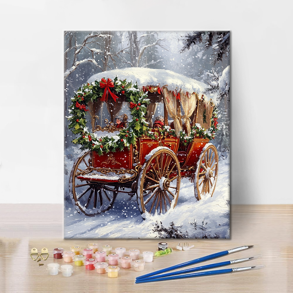 クリスマスの馬車 - 数字で塗り絵