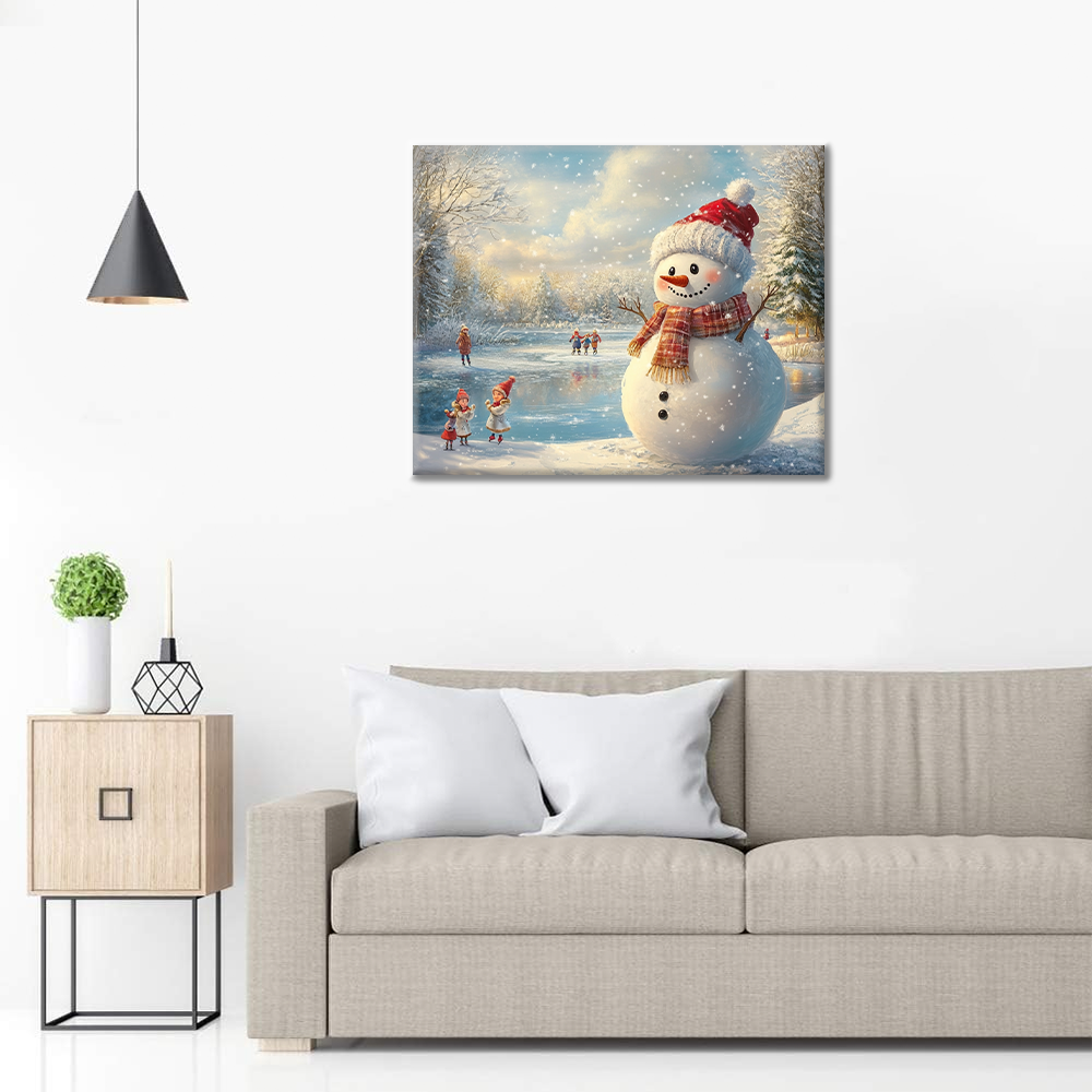 クリスマス雪だるま - 数字で塗る塗り絵
