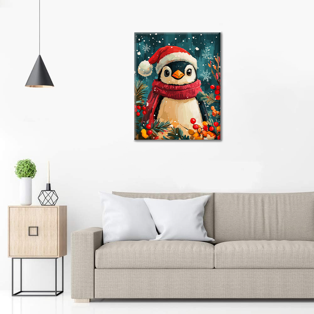 クリスマスペンギン - 数字で塗り絵