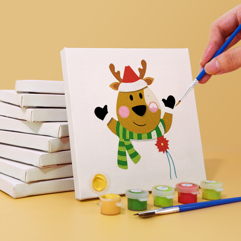 クリスマスの動物たち - 数字塗り絵ミニアート