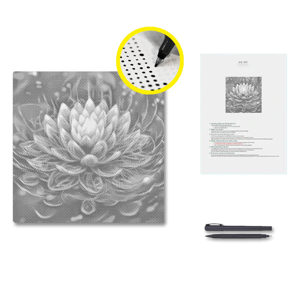 神秘的な蓮の花 - 点描画