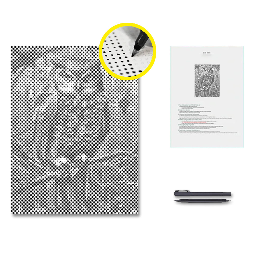 フクロウ - 点描画