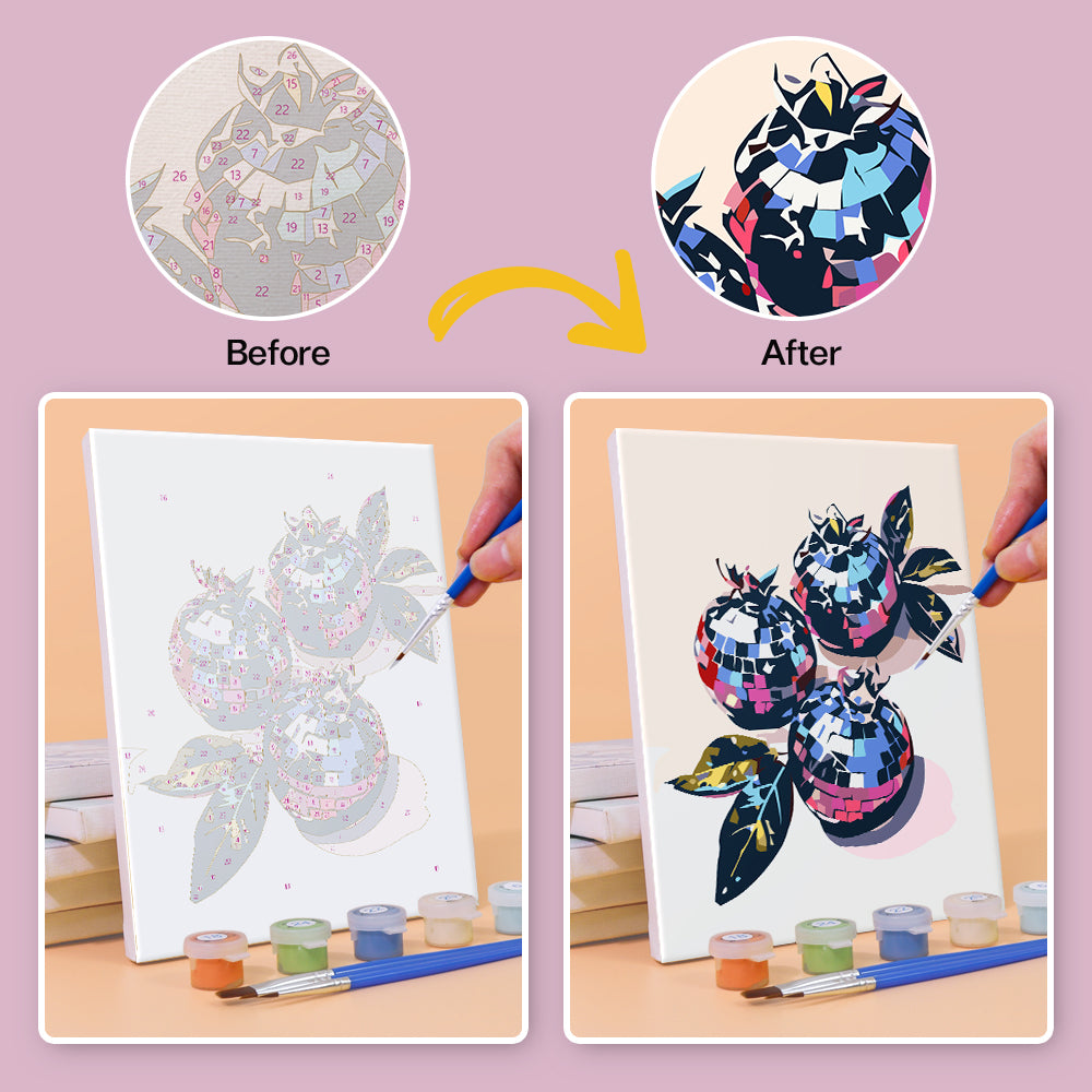 光るフルーツ - 数字塗り絵ミニアート