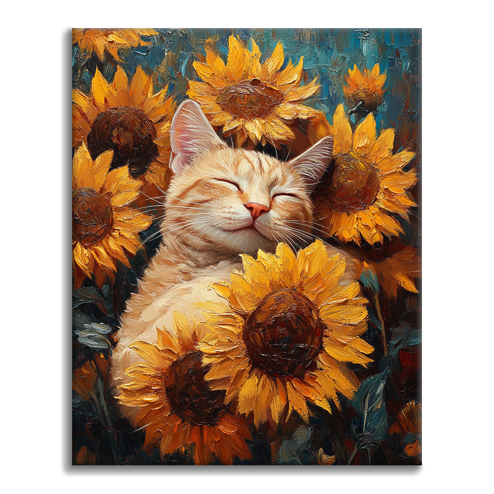 猫とひまわり - 数字で塗り絵 – Cheerful painting®（JP）