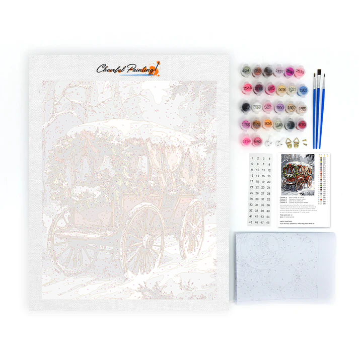 クリスマスの馬車 - 数字で塗り絵