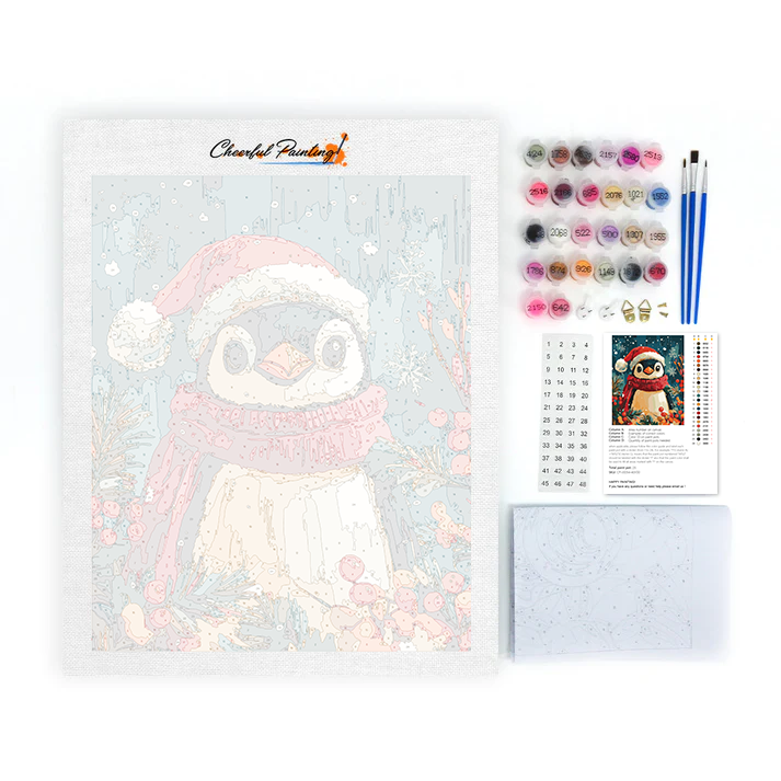 クリスマスペンギン - 数字で塗り絵