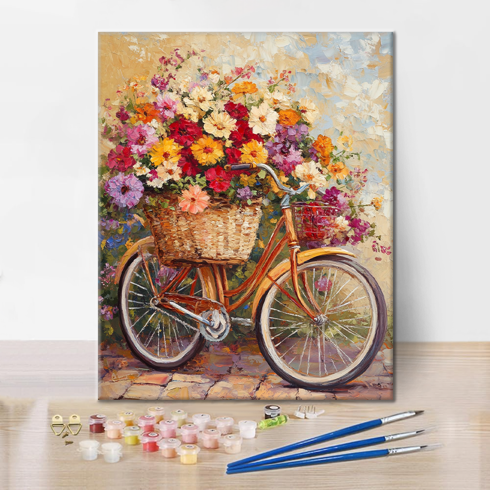花と自転車 - 数字で塗り絵