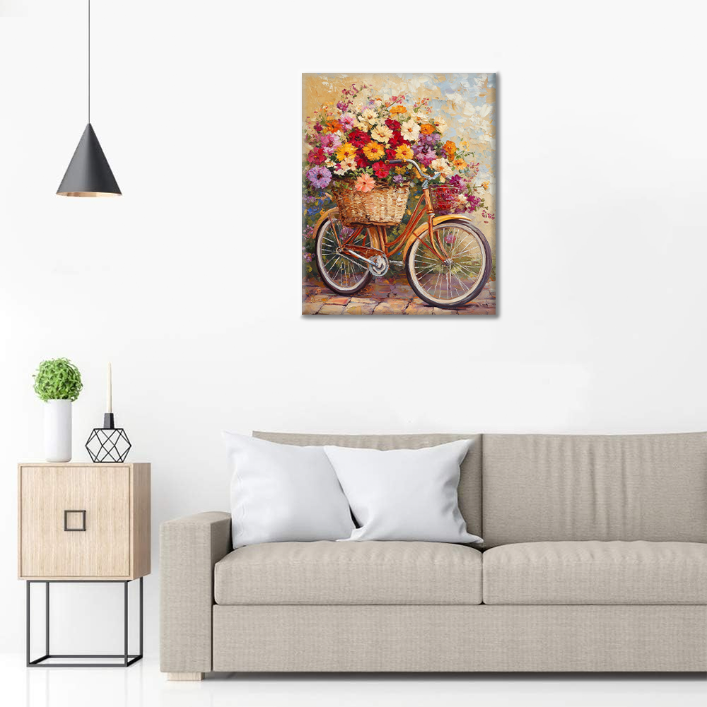 花と自転車 - 数字で塗り絵