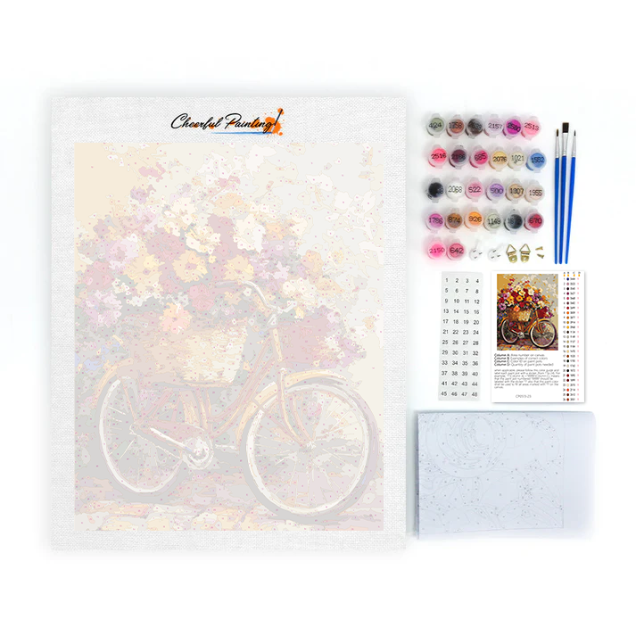 花と自転車 - 数字で塗り絵