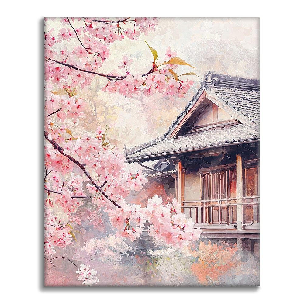 家のそばの桜 - 数字で塗り絵
