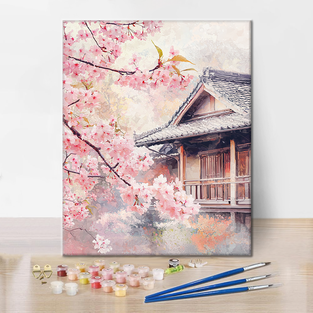 家のそばの桜 - 数字で塗り絵