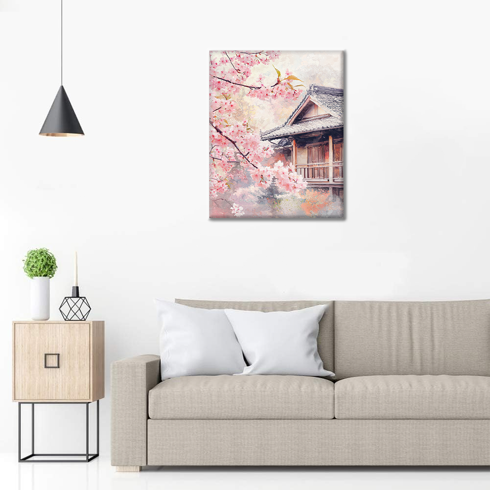 家のそばの桜 - 数字で塗り絵