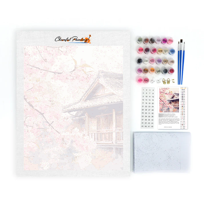 家のそばの桜 - 数字で塗り絵
