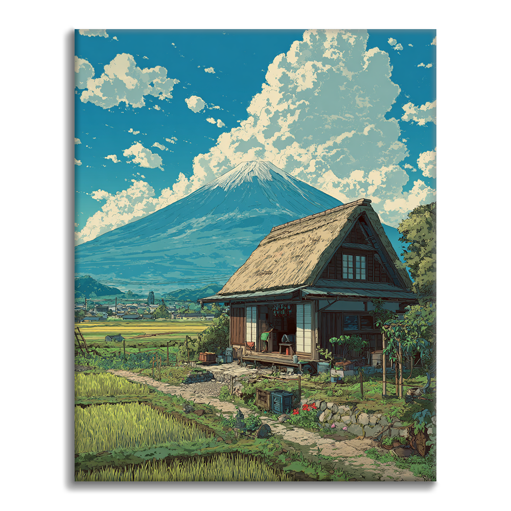 富士山の麓のコテージ - 数字で塗り絵 – Cheerful painting®（JP）