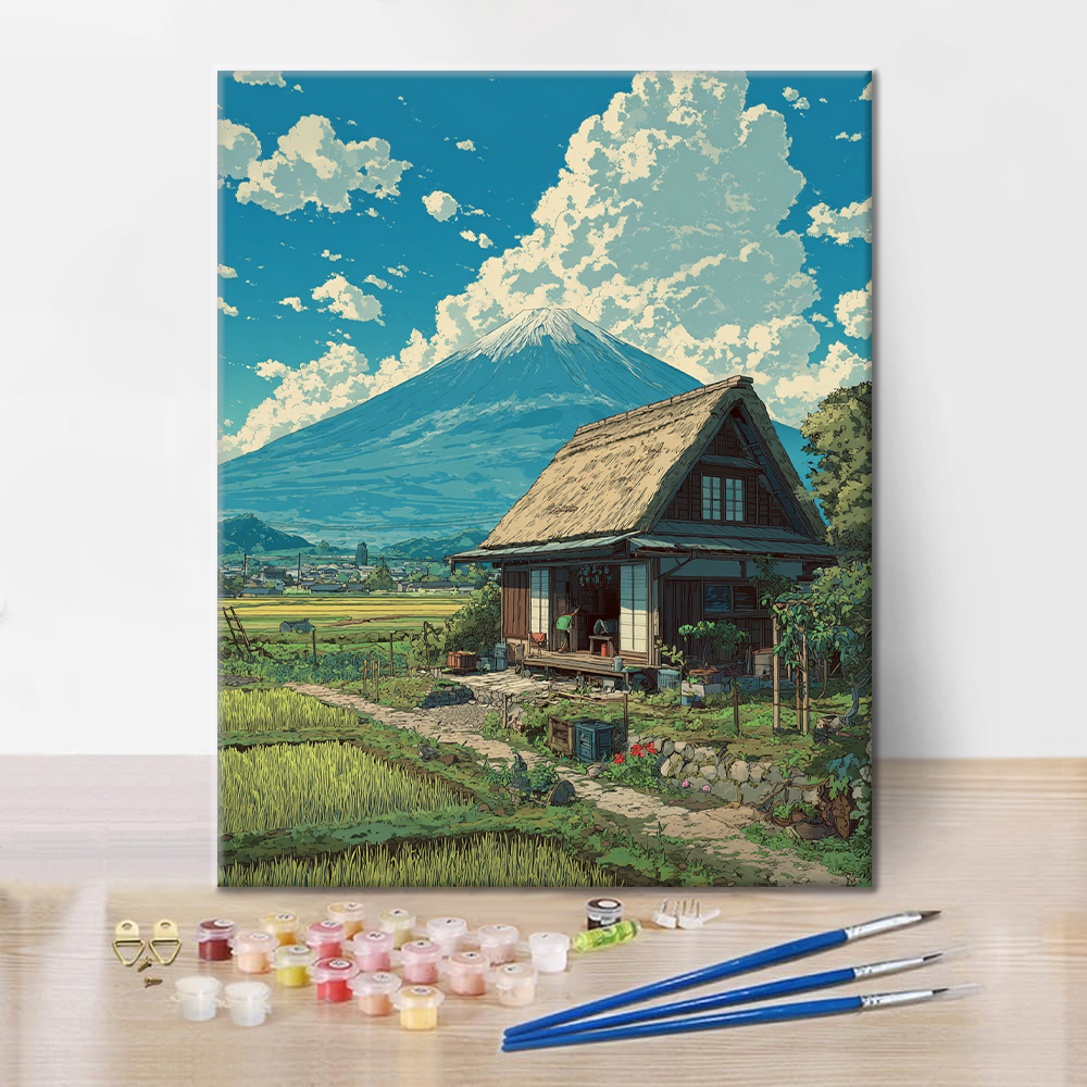 富士山の麓のコテージ - 数字で塗り絵