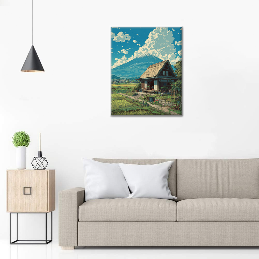 富士山の麓のコテージ - 数字で塗り絵