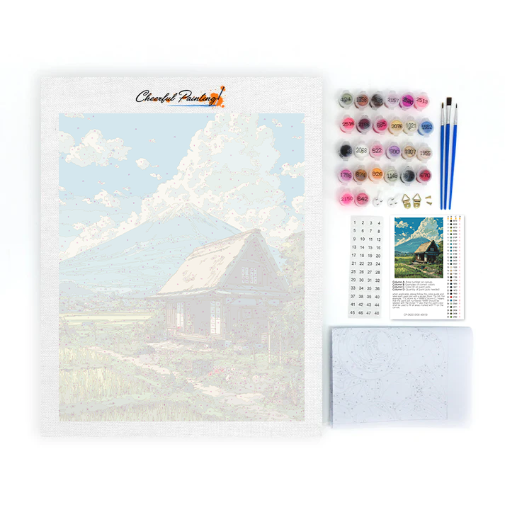 富士山の麓のコテージ - 数字で塗り絵