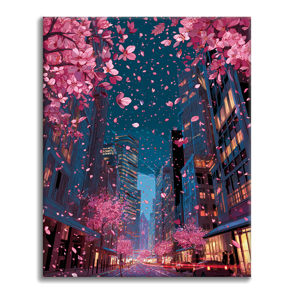 街に咲く桜 - 数字で塗り絵