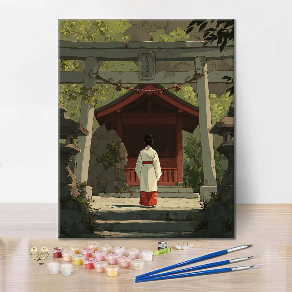 鳥居に向かって - 数字で塗り絵