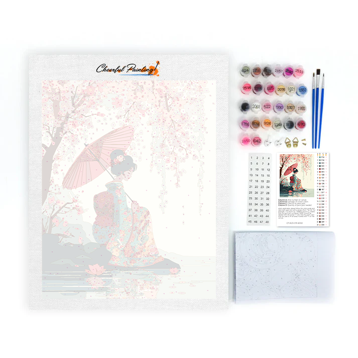 桜の傘 - 数字で塗り絵