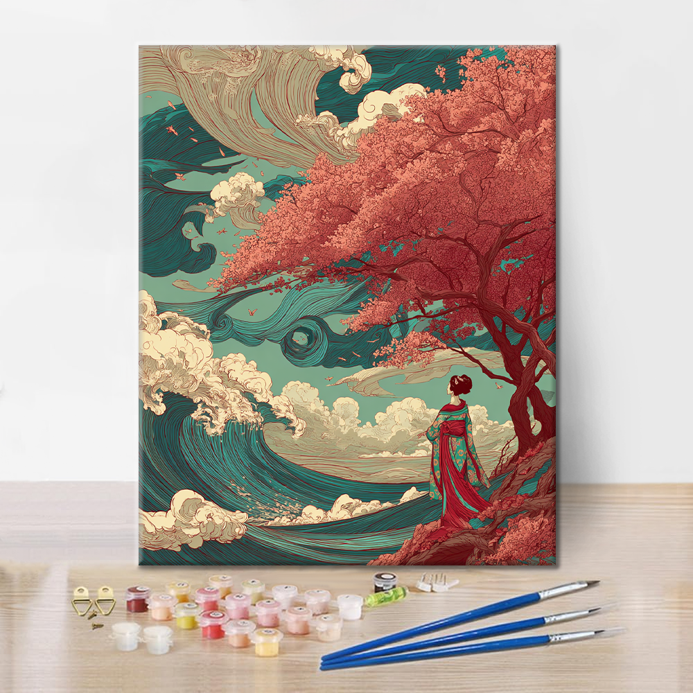 桜ウェーブ - 数字で塗り絵
