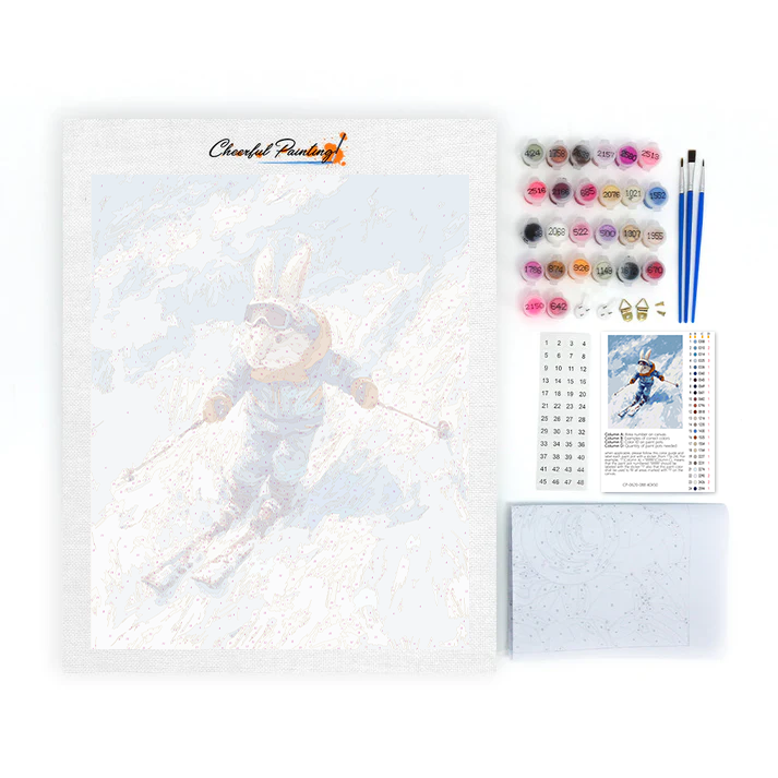 スピード感あふれる雪うさぎ - 数字で塗り絵