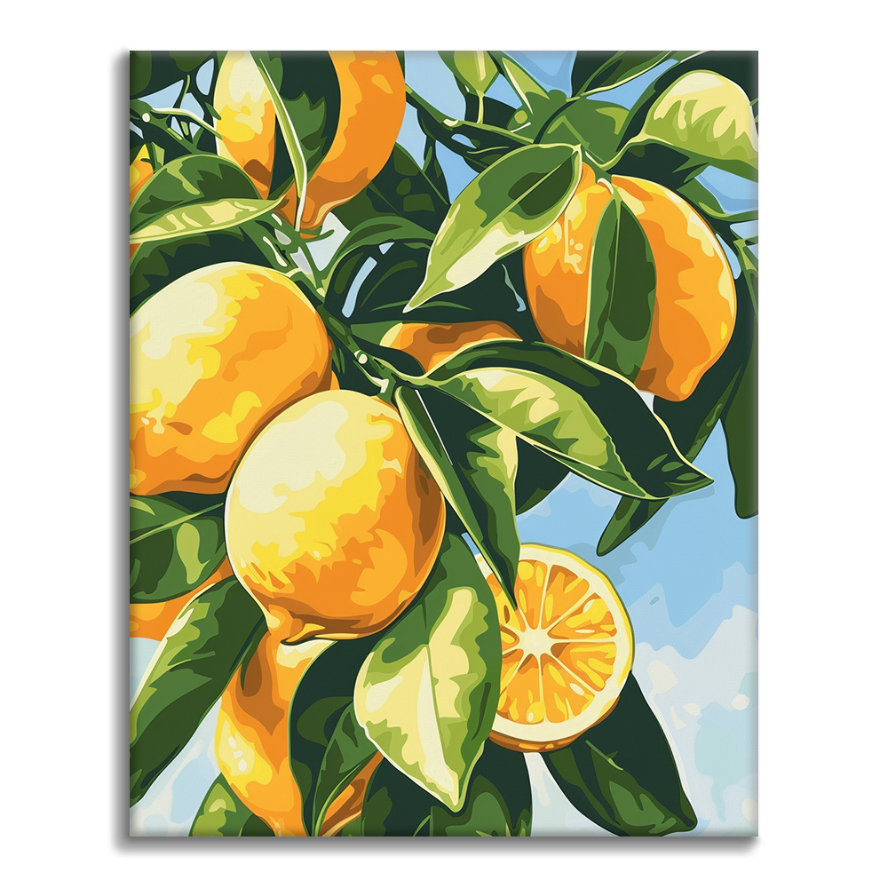 油絵　専用　いちじくとレモンのあるテーブル レモンの枝 - 数字で塗り絵 – Cheerful painting®（JP）
