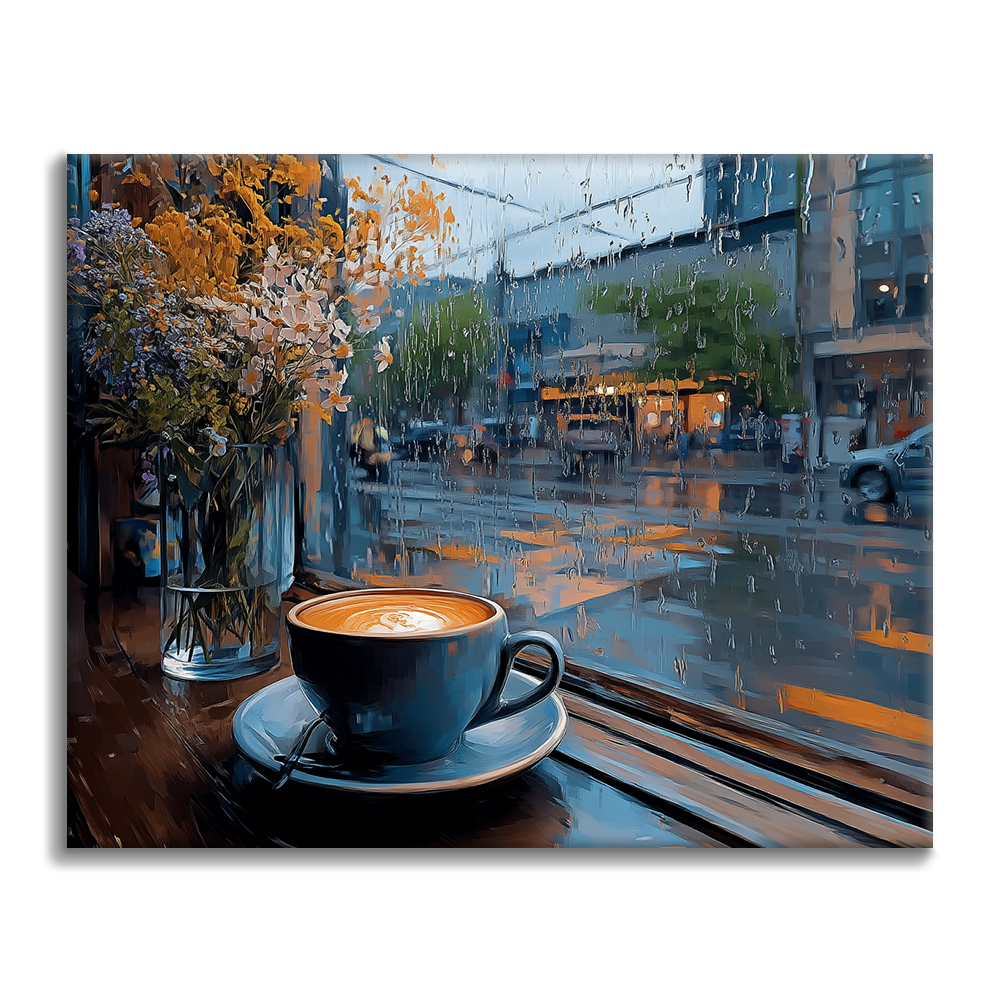 雨の日のカフェ - 数字で塗り絵