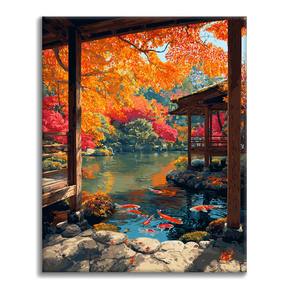 秋の反射 - 数字で塗り絵