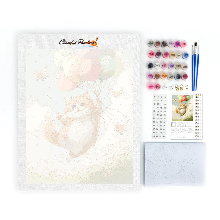 猫のバルーンライド - 数字で塗り絵