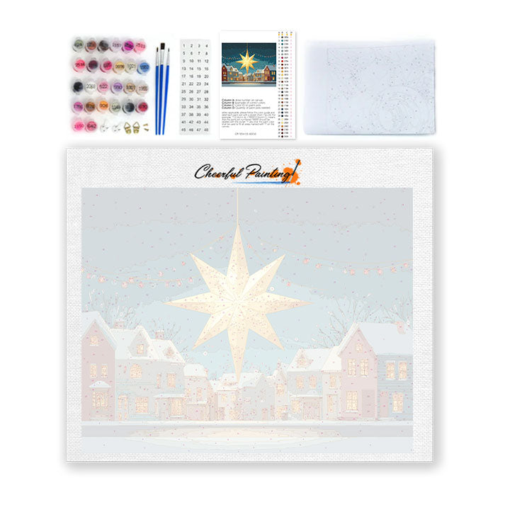雪の中のクリスマスの星 - 数字で塗り絵