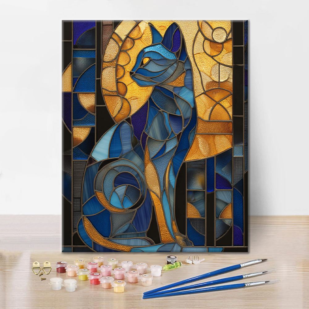 モザイクエジプト猫 - 数字で塗り絵