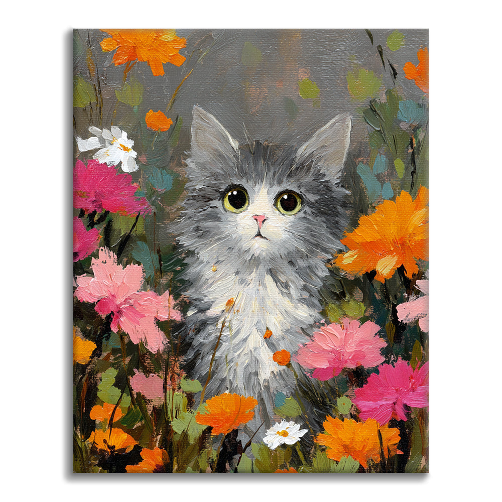 花の中の猫 – 数字で塗り絵 – Cheerful painting®（JP）