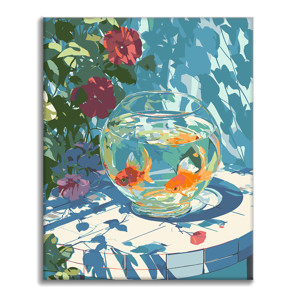金魚鉢と花 - 数字で塗り絵 – Cheerful painting®（JP）