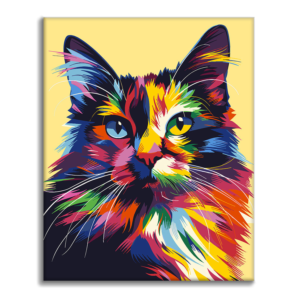 カラフルな猫の幾何学模様 - 数字で塗り絵 – Cheerful painting®（JP）
