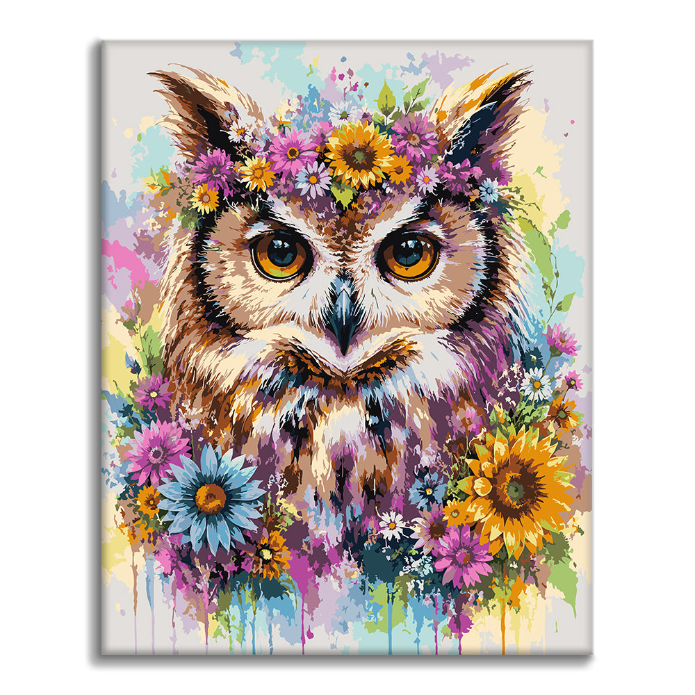 花咲くフクロウ – 数字で塗り絵 – Cheerful painting®（JP）