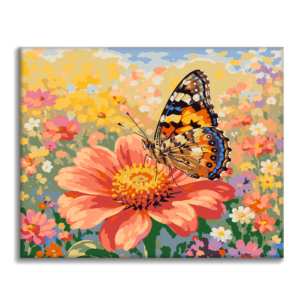 花にとまる蝶 – 数字で塗り絵 – Cheerful painting®（JP）