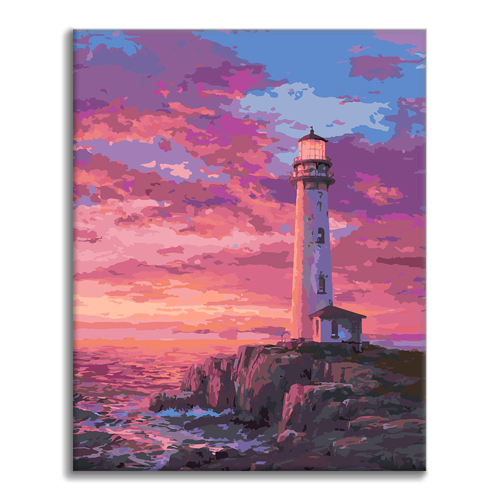 広がりのある海辺｜夕暮れの光｜数字油絵 – Cheerful painting®（JP）