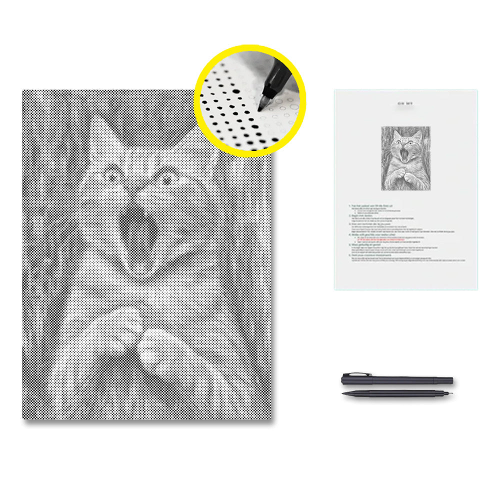 猫の叫び - 点描画