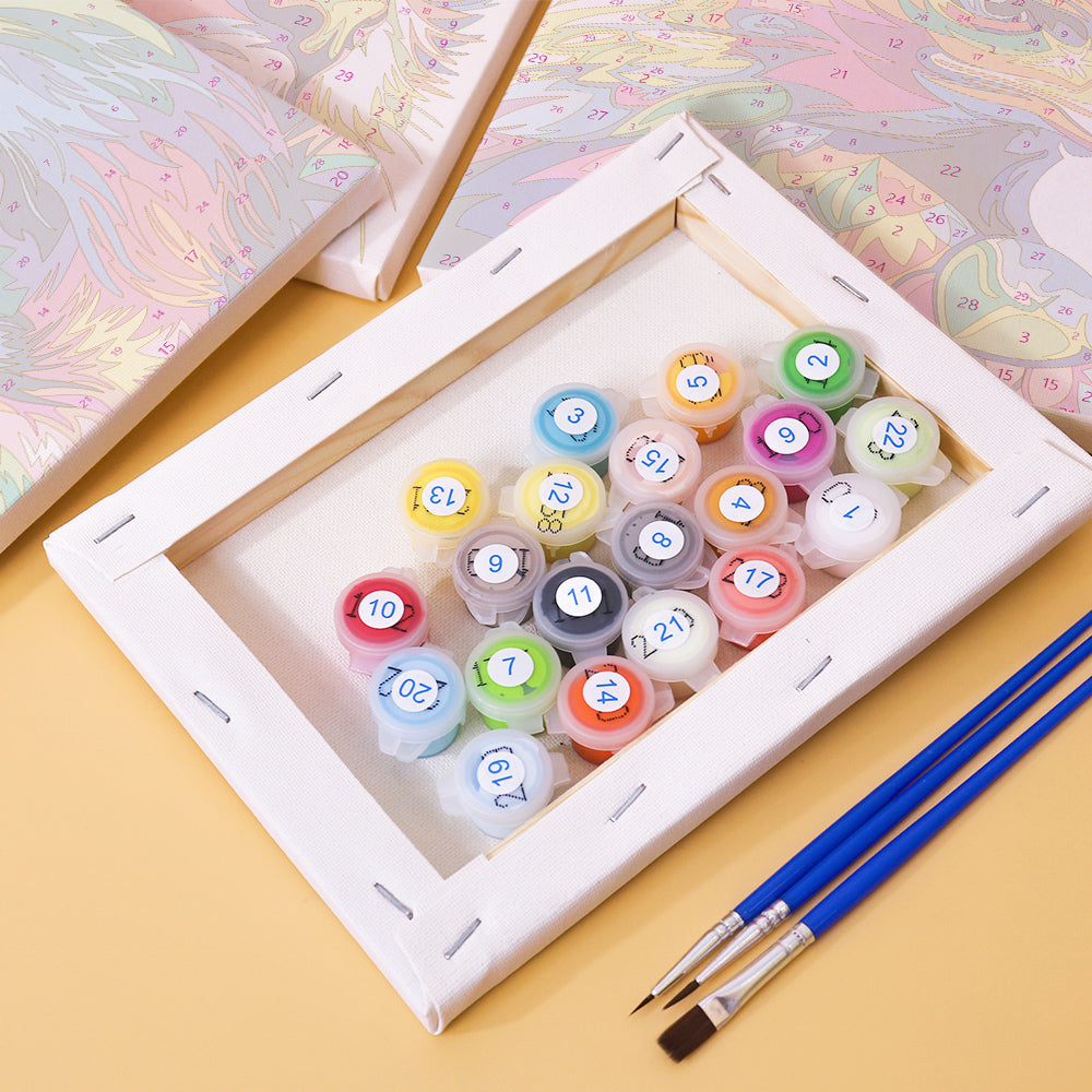 カラフルな動物たち - 数字塗り絵ミニアート