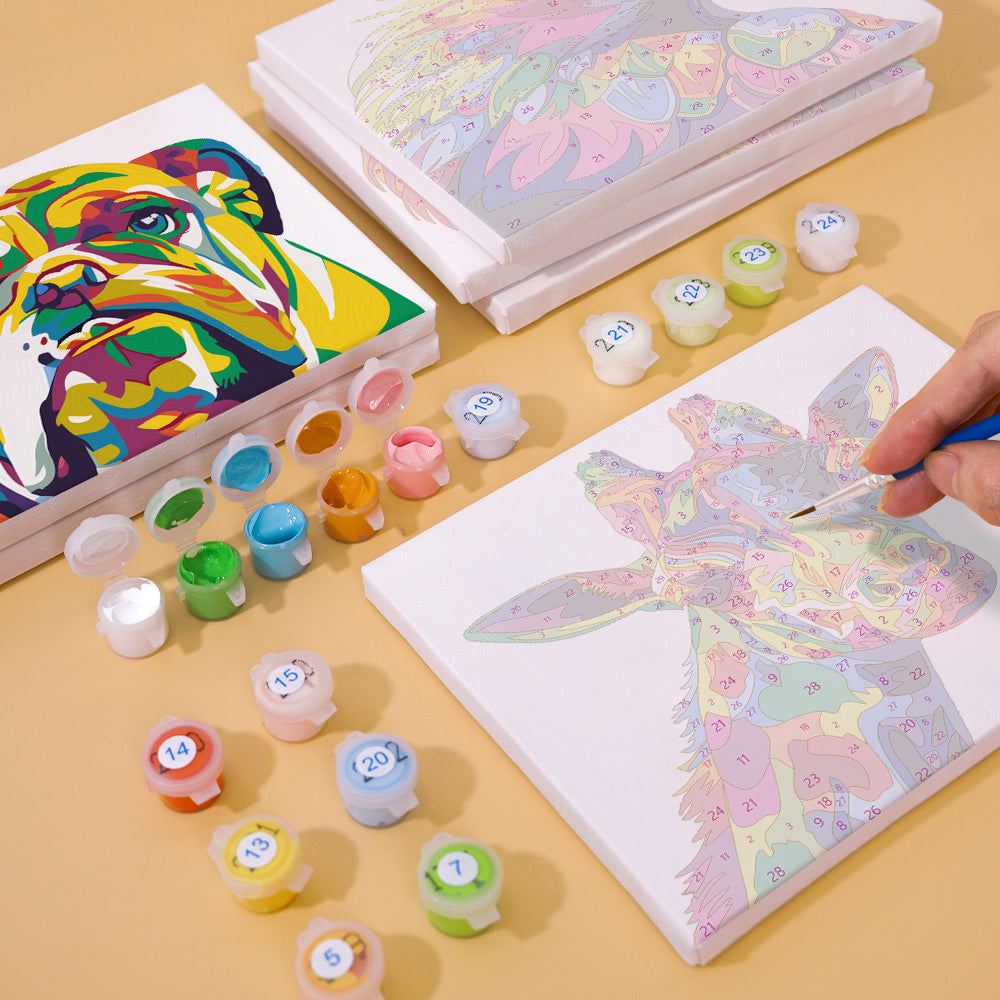 カラフルな動物たち - 数字塗り絵ミニアート